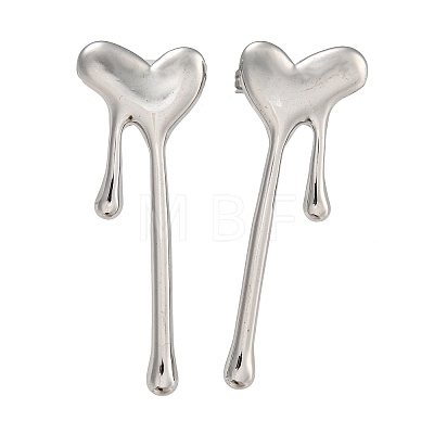 304 Stainless Steel Heart Stud Earrings for Women EJEW-U022-02P-1