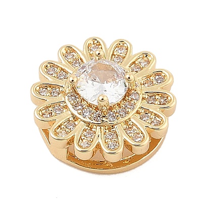 Brass Micro Pave Cubic Zirconia Slide Charms ZIRC-I068-12G-A-1