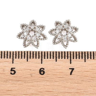 Christmas Brass Clear Cubic Zirconia Beads KK-B186-04P-1