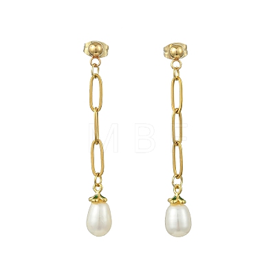304 Stainless Steel Paperclip Stud Dangle Earring for Women EJEW-JE07186-1