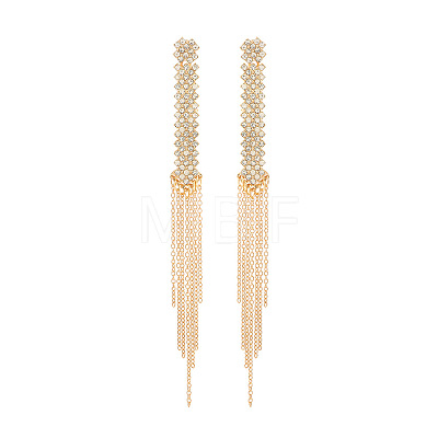 Cross Alloy Rhinestone Chain Tassel Stud Earrings WGF2F09-01-1