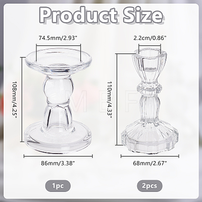 3Pcs 2 Styles Glass Candle Holders DJEW-HY0001-09-1