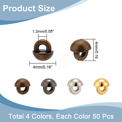  200Pcs 4 Colors Mini Alloy Shank Buttons Sets BUTT-NB0001-60-1