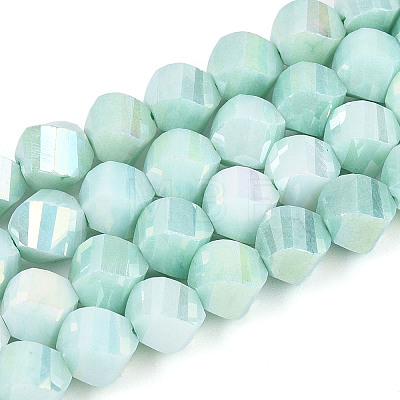 Anti-Tarnish Electroplate Glass Beads Strands GLAA-T025-8mm-14D-1