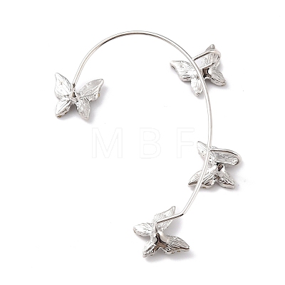 Butterfly Crystal Rhinestone Cuff Earrings for Girl Women Gift EJEW-F275-02B-P-1