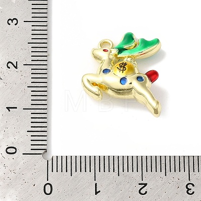 Christmas Deer with Money Bag Rack Plating Alloy Enamel Pendants FIND-I039-024B-G-1