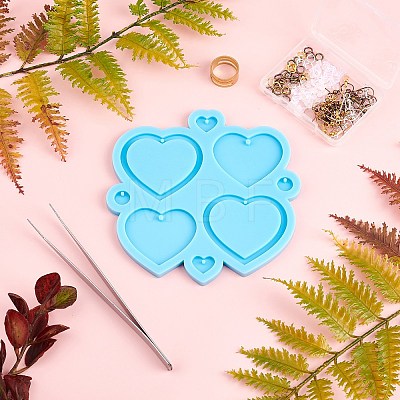DIY Heart Shape Earring Silicone Mold Kits DIY-OC0002-79-1