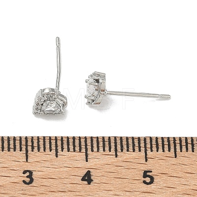 Brass Micro Pave Clear Cubic Zirconia Stud Earrings for Women EJEW-F403-04P-1