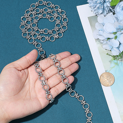 Stainless Steel Ring with Round Bead Link Chains CHS-PH0001-12-1