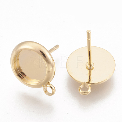 Brass Stud Earring Settings KK-S345-021G-1
