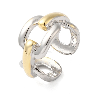 Brass Cable Chain Shape Open Cuff Rings for Women RJEW-B062-15GP-1