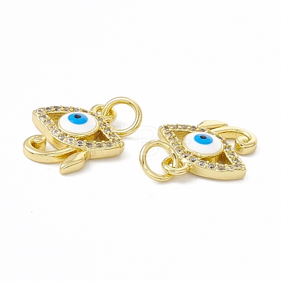 Rack Plating Brass Micro Pave Clear Cubic Zirconia Charms ZIRC-C041-40G-1