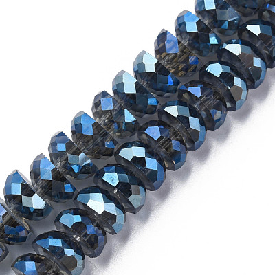 Electroplate Transparent Glass Beads Strands EGLA-N002-37-F01-1