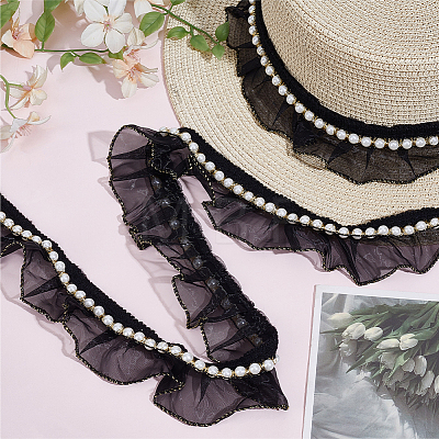 5 Yards Polyester Lace Ribbons OCOR-GF0006-14B-01-1