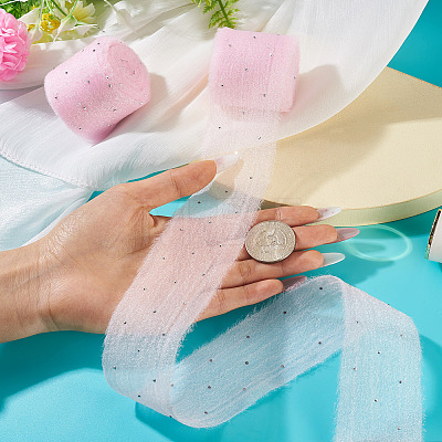 2Rolls Polyester Hot-fix Rhinestone Raw Edges Ribbon OCOR-TA0003-95E-1