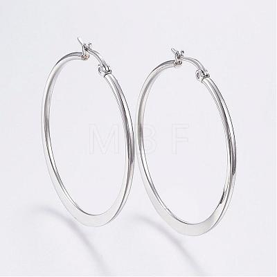 Tarnish Resistant 304 Stainless Steel Big Hoop Earrings EJEW-F105-19P-1