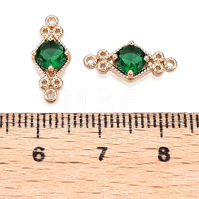 Brass Pave Faceted Glass Connector Charms X-FIND-T070-03D-1