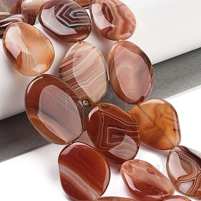 Natural Striped Agate/Banded Agate Beads Strands G-Z061-C09-03-1