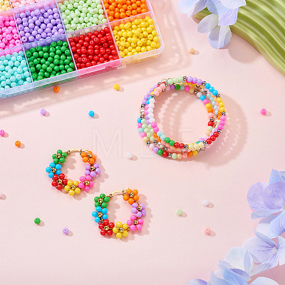 2400Pcs 15 Colors Opaque Baking Paint Glass Beads DGLA-TA0001-25-1