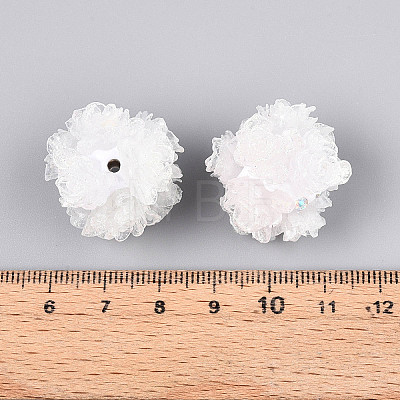 Polymer Clay Rhinestone Beads with Embossed Resin Roses RESI-T059-04A-1