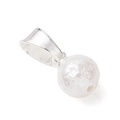 Wrinkle Textured Shell Pearl Round Charms PALLOY-JF05063-02-1