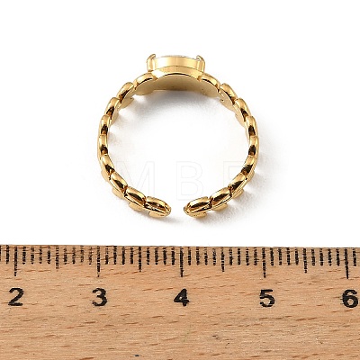 304 Stainless Steel Rhinestone Cuff Rings for Women RJEW-L134-001G-06-1