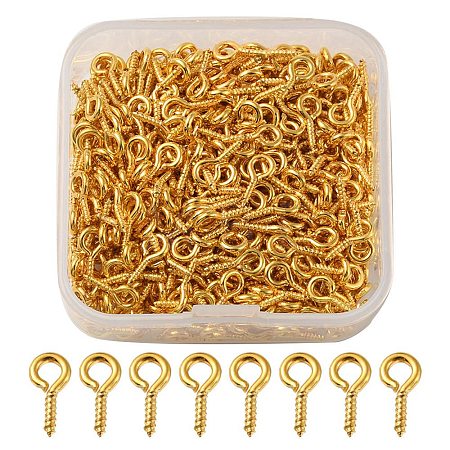 500Pcs Iron Screw Eye Pin Peg Bails FIND-YW0003-06G-1