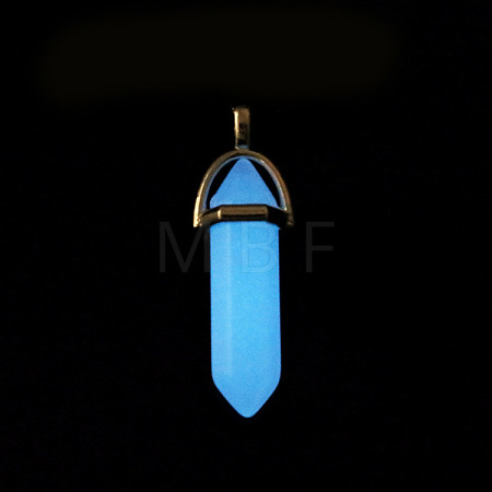 Bullet Pointed Synthetic Luminous Stone Pendants LUMI-PW0001-055-A-1