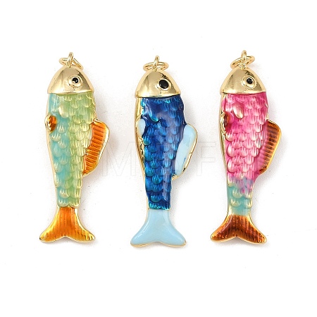 Brass Enamel Pendants KK-L255-03G-B-1