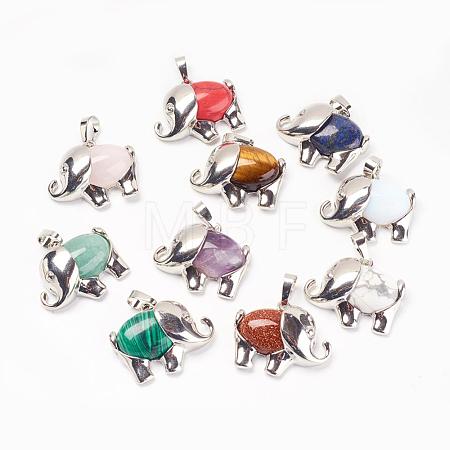 Natural & Synthetic Mixed Stone Pendants G-G713-E-1