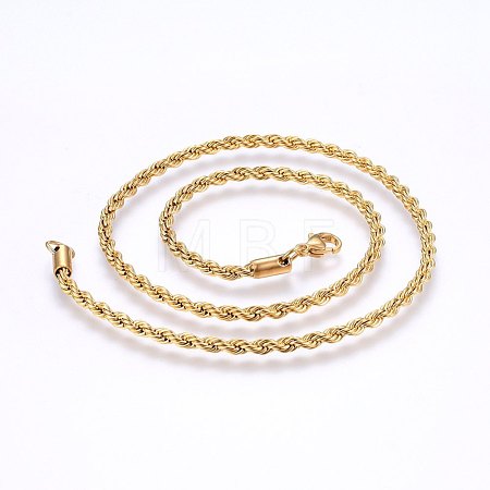 Ion Plating(IP) 304 Stainless Steel Rope Chain Necklaces NJEW-F226-03G-06-1