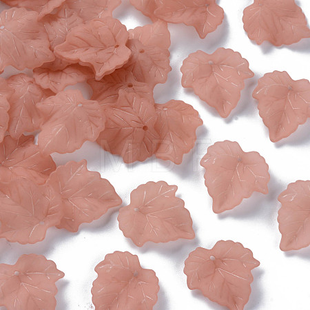 Transparent Frosted Acrylic Leaf Pendants X-PAF002Y-6-1