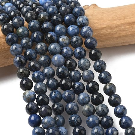 Natural Grade AA Dumortierite Quartz Round Bead Strands G-P075-43-6mm-1