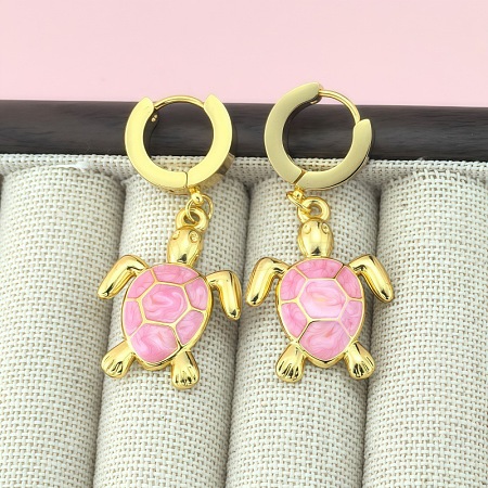 201 Stainless Steel Enamel Hoop Earrings FS-WG6C184-08-1
