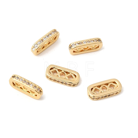 Brass Micro Pave Clear Cubic Zirconia Spacer Bars KK-Z149-02G-1