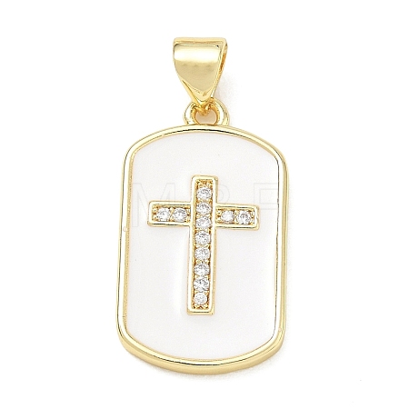Religion Cross Brass Micro Pave Clear Cubic Zirconia Pendants CU-CBA83A6-03H-G02-1