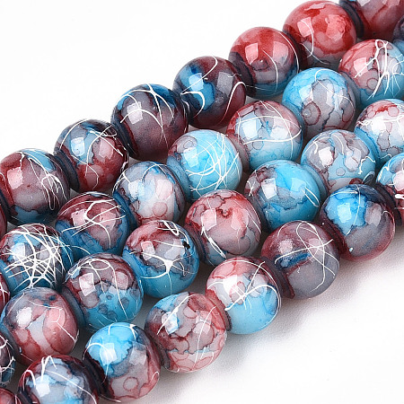 Drawbench Glass Round Beads GLAD-WH0001-01-21-1