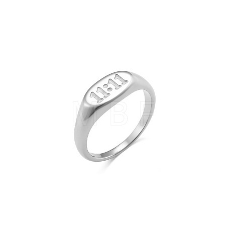 Lucky Number 11:11 Stainless Steel Elliptical Ring for Women ST1759209-1