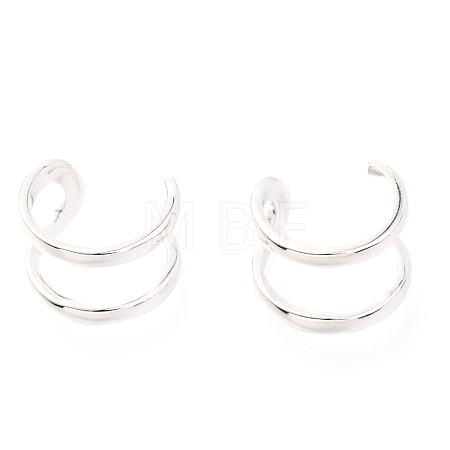 Anti-Tarnish Rhodium Plated 925 Sterling Silver Cuff Earrings EJEW-H124-11P-1