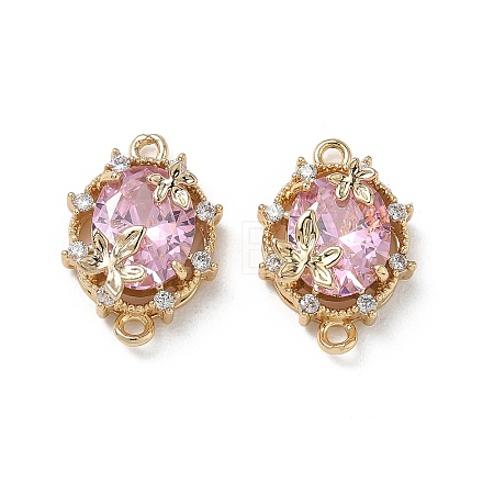 Brass Micro Pave Cubic Zirconia Connector Charms KK-P355-12G-03-1