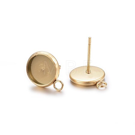 Ion Plating(IP) 304 Stainless Steel Stud Earring Settings STAS-H467-08G-12mm-1