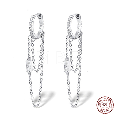 Anti-Tarnish Rhodium Plated 925 Sterling Silver Hoop Earrings UF8951-2-1
