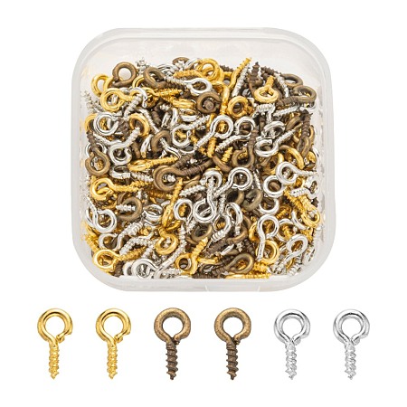 300Pcs 3 Colors Iron Screw Eye Pin Peg Bails IFIN-FS0001-08-1