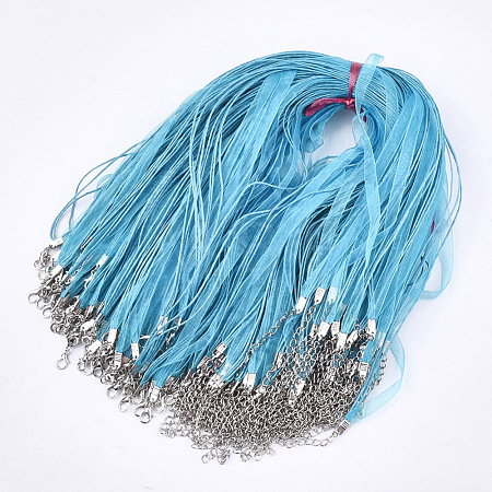 Waxed Cord and Organza Ribbon Necklace Making NCOR-T002-274-1