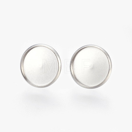 Tarnish Resistant Eco-Friendly 316 Surgical Stainless Steel Stud Earring Settings STAS-F181-01P-14mm-1