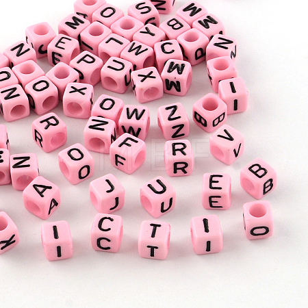 Letter Style Opaque Acrylic Beads SACR-S076-04-1