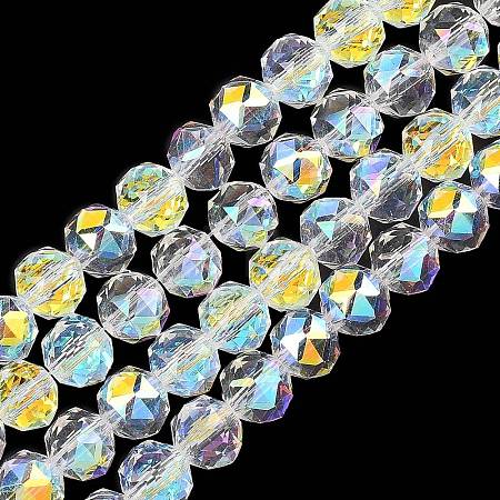 Electroplate Transparent Glass Beads Strands GLAA-H040-01H-1