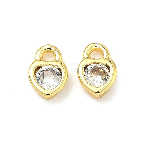 Brass Micro Pave Clear Cubic Zirconia Charms KK-G557-48G-1