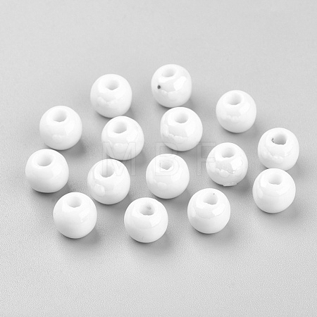 Glazed Porcelain Round Beads X-PORC-D001-8mm-04-1
