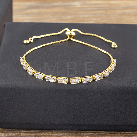 Brass Micro Pave Cubic Zirconia Slider Bracelets FS-WG49F5F-05-1